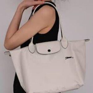 NWT Longchamp Le Pliage Original Large Shoulder Nylon Bag Tote IN OFF WHITE